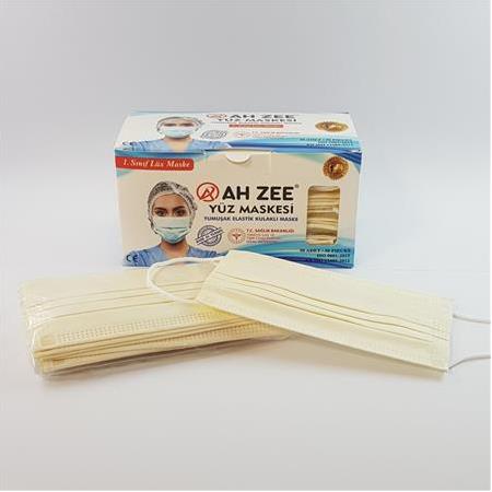 3 Katlı Cerrahi Maske 50'li Paket (Açık Krem Rengi)