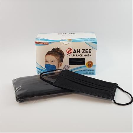 Çocuk Maskesi 3 Katlı 50'li Paket Unisex (Siyah Renk)