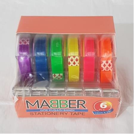 Para Bandı, Makinalı 12mmx33m Gökkuşağı Bandı 6'lı Set