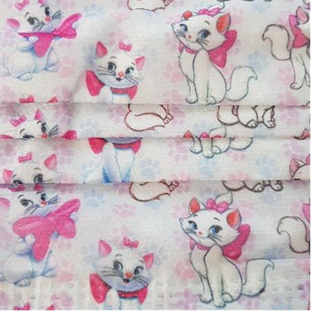 Kız Çocuk Maskesi 3 Katlı 50'li Paket (Kedi Baskılı)