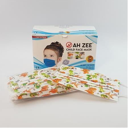 Çocuk Maskesi 3 Katlı 50'li Paket (Dinozor Baskılı)