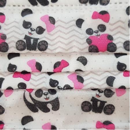 Kız Çocuk Maskesi 3 Katlı 50'li Paket (Panda Baskılı)