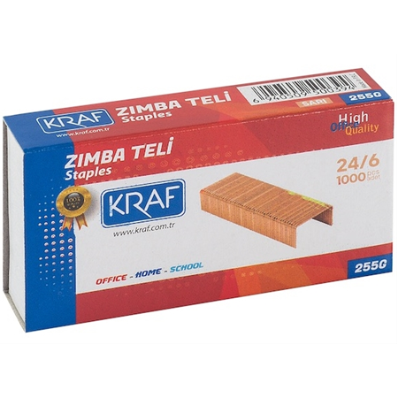 Kraf Zımba Teli 24/6 Sarı 1000 Adet x 10 Kutu