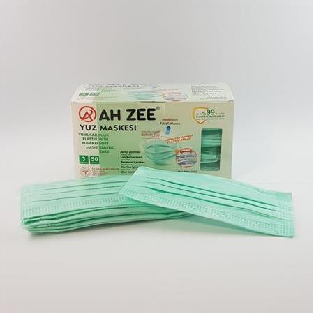 3 Katlı Yeni Nesil Cerrahi Maske 50'li Paket (Açık Yeşil Renk)