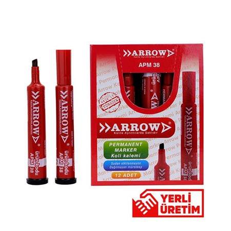 Arrow Koli Kalemi - Permanent Marker Apm 38 - Kesik Uç Kırmızı